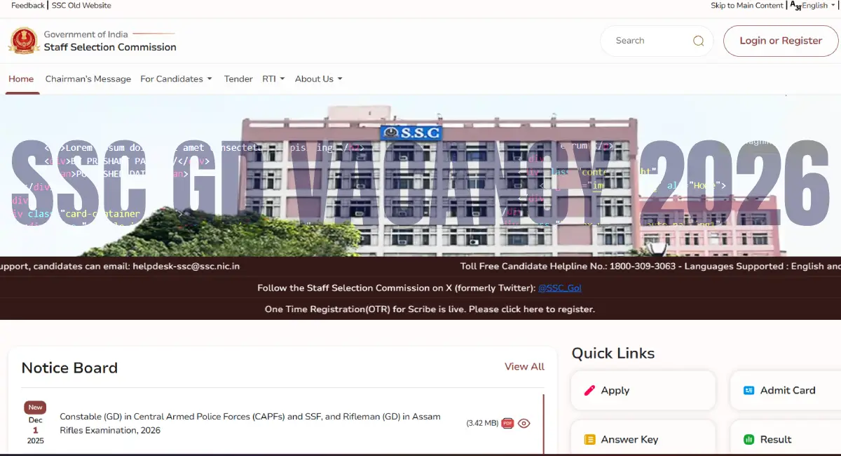 SSC GD Vacancy 2026