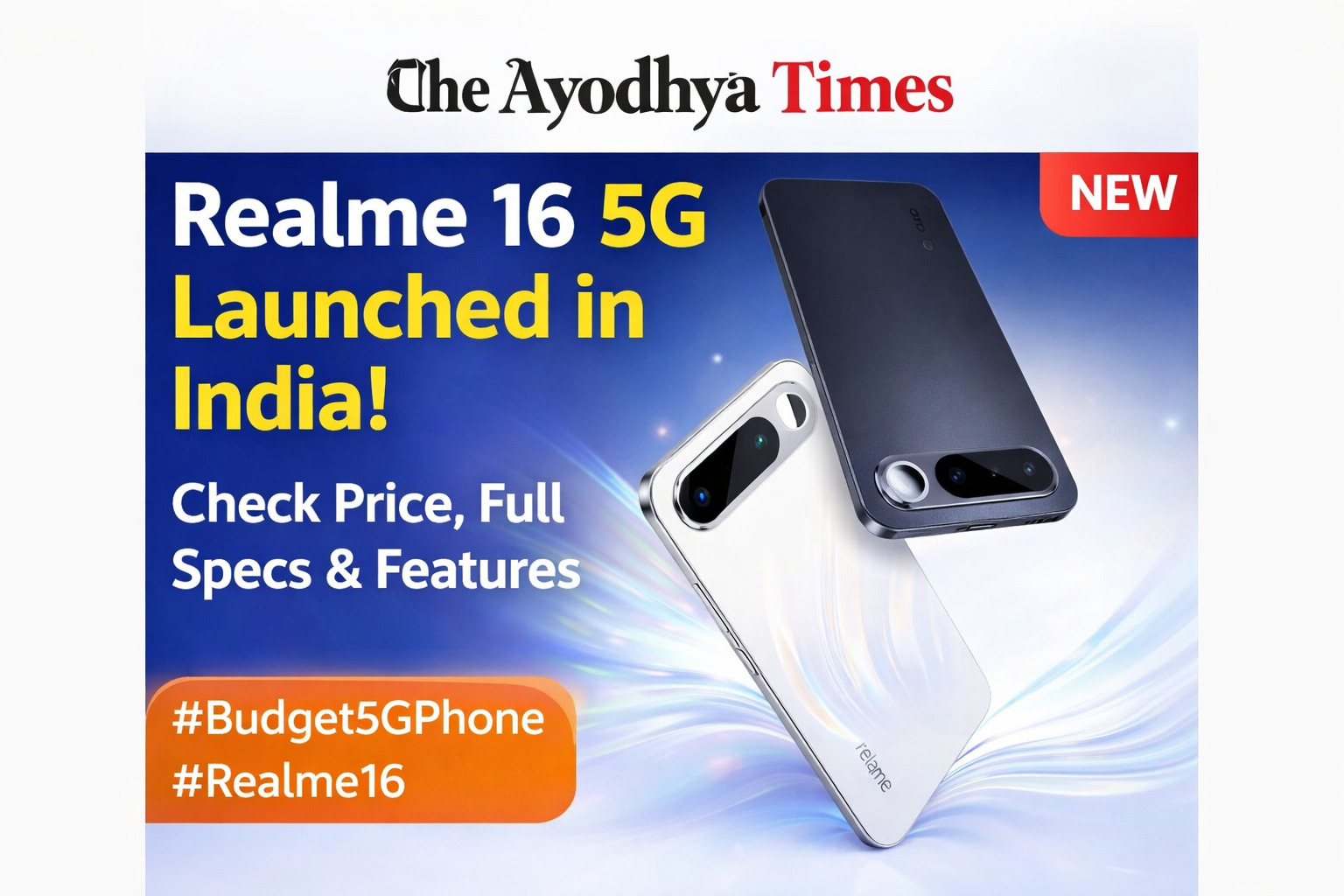 Realme 16 5G smartphone launched in India showing design, camera and features